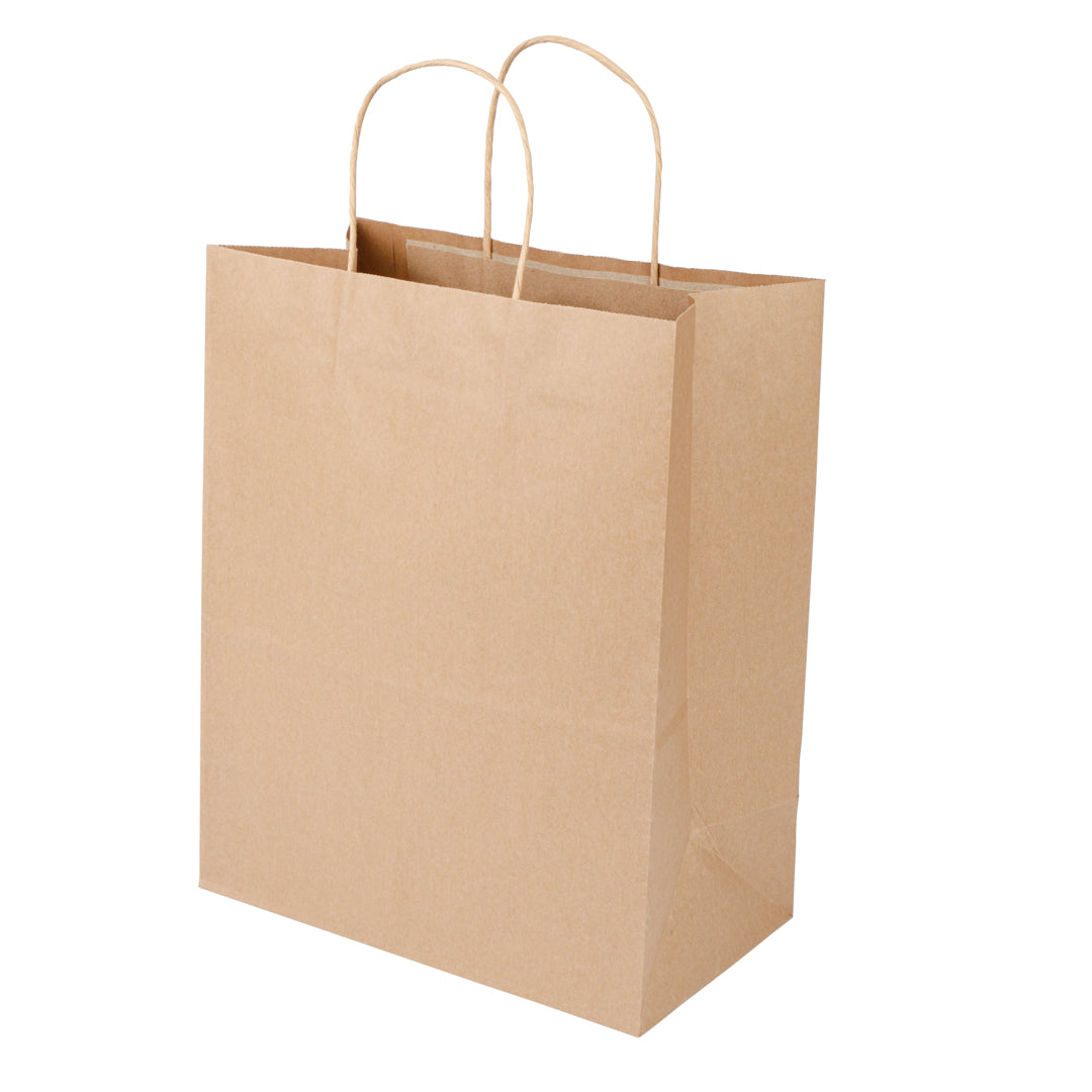 Saving Nature Kraft Paper Retail Bag - with Handles - 10 1/4" x 5 1/2" x 12 1/2" - 100 count box