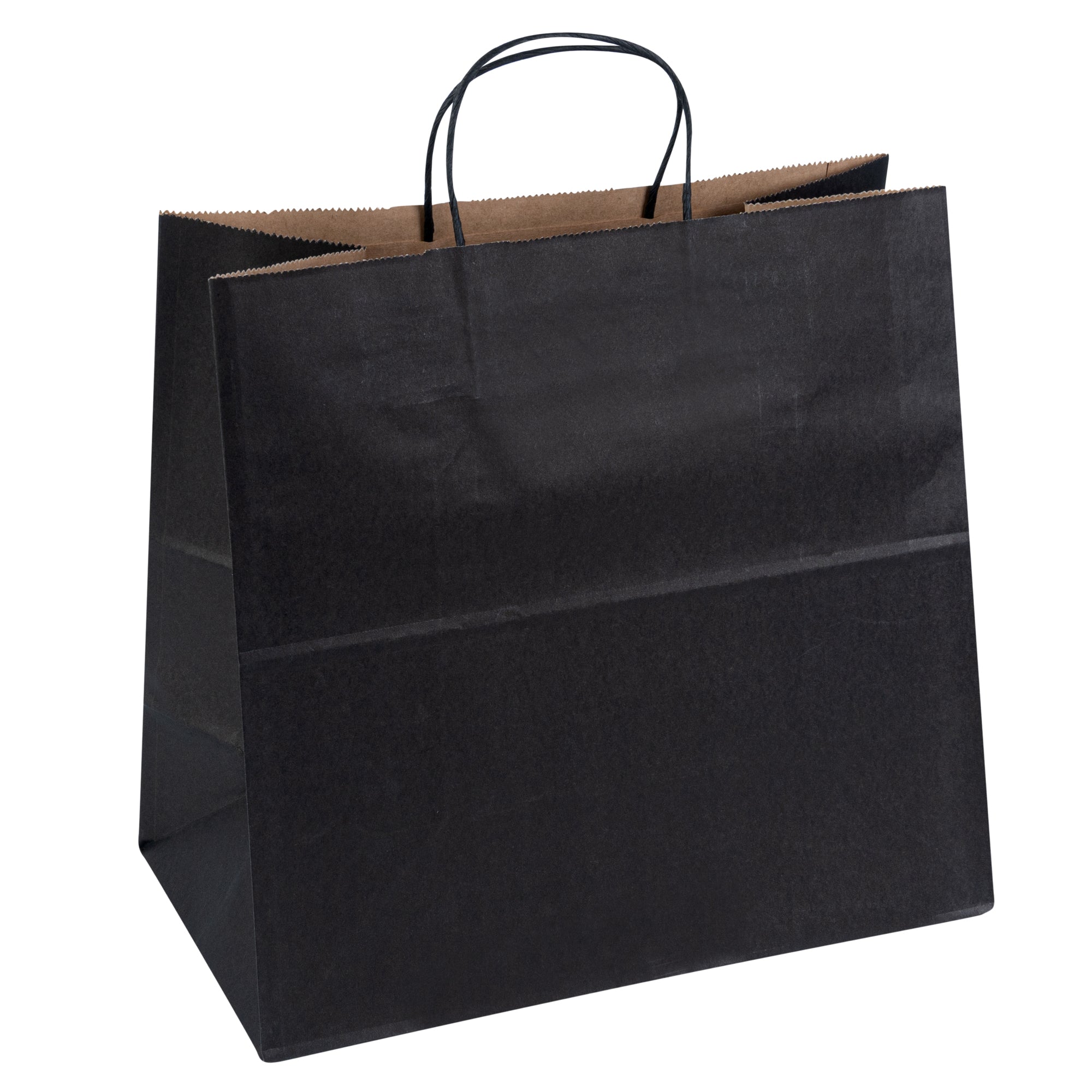 Saving Nature Black Paper Retail Bag - with Handles - 12 1/2" x 6 1/4" x 12 1/4" - 100 count box