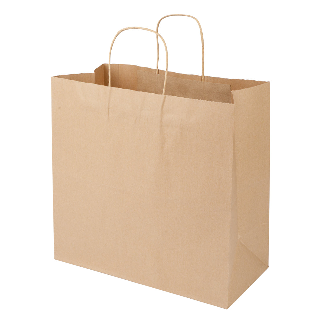 Saving Nature Kraft Paper Retail Bag - with Handles - 12 1/2" x 6 1/4" x 12 1/4" - 100 count box