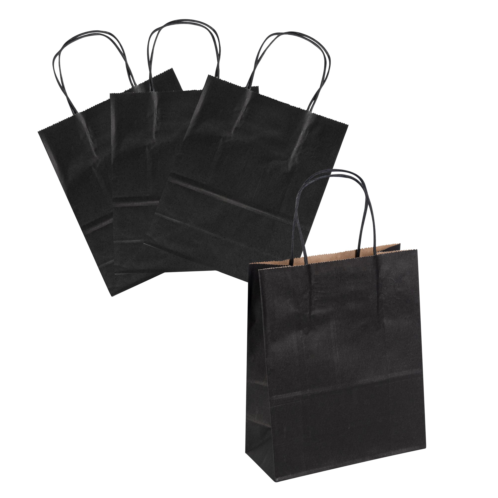 Saving Nature Black Paper Retail Bag - with Handles - 7" x 3 1/4" x 8 1/2" - 100 count box