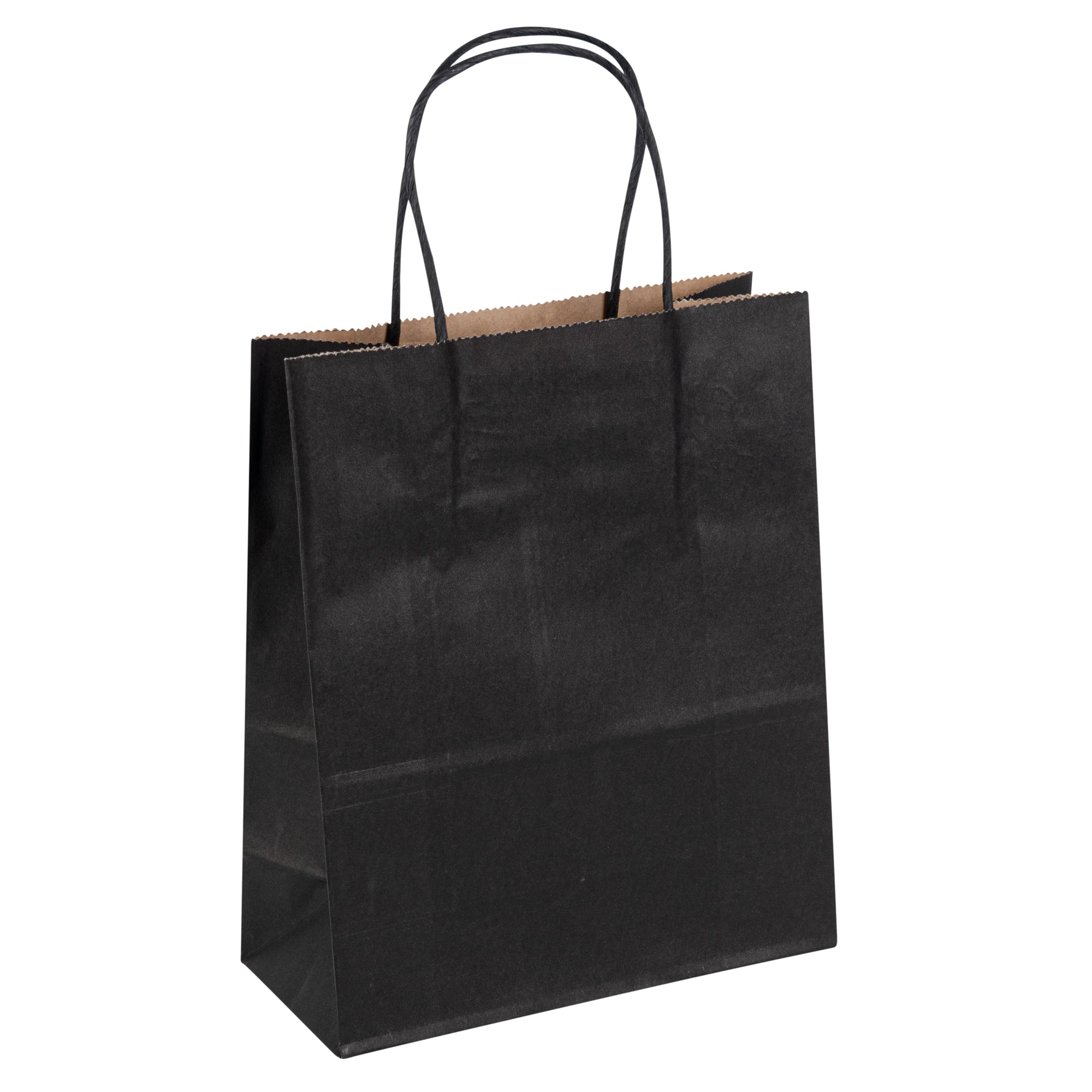 Saving Nature Black Paper Retail Bag - with Handles - 7" x 3 1/4" x 8 1/2" - 100 count box