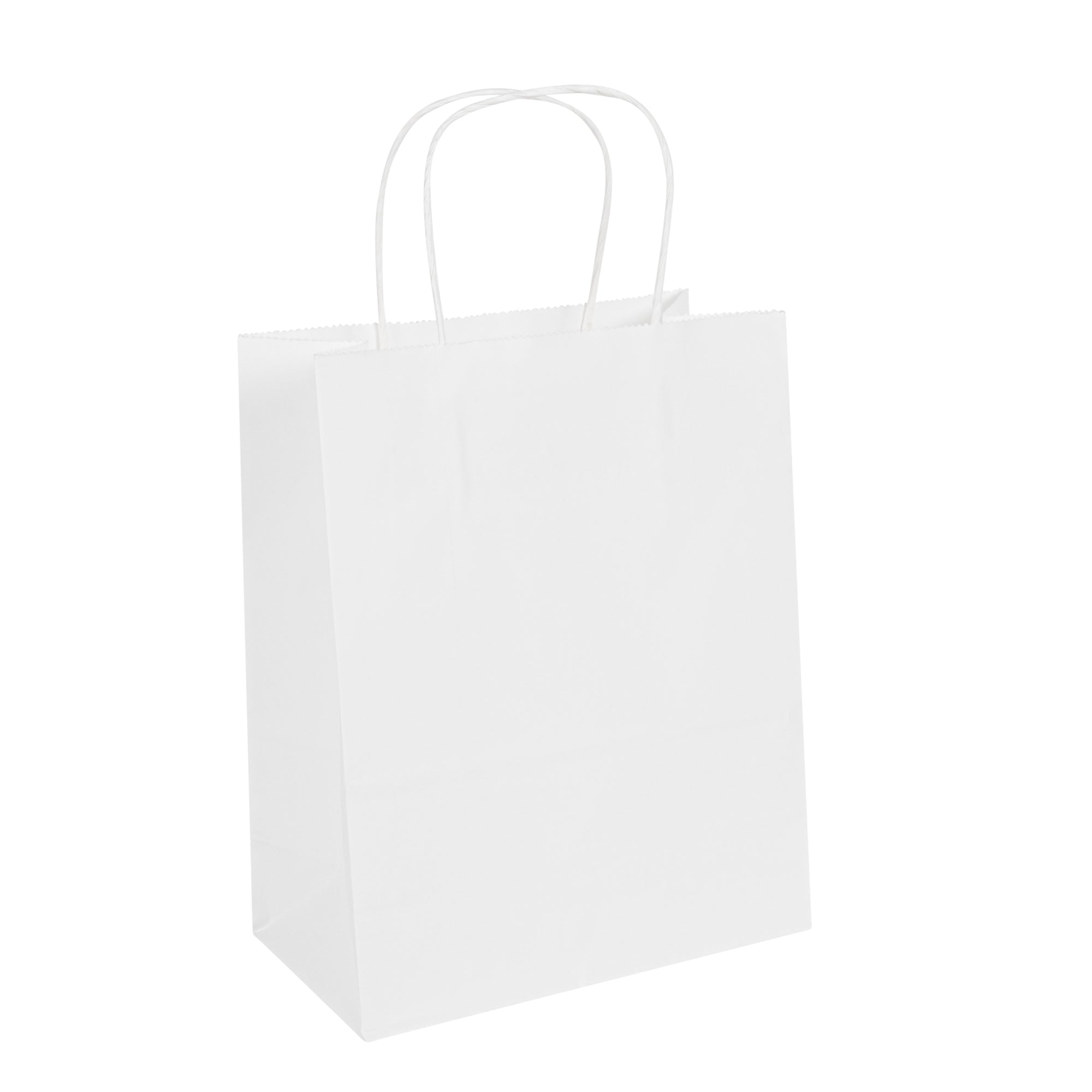 Saving Nature White Paper Retail Bag - with Handles - 7" x 3 1/4" x 8 1/2" - 100 count box