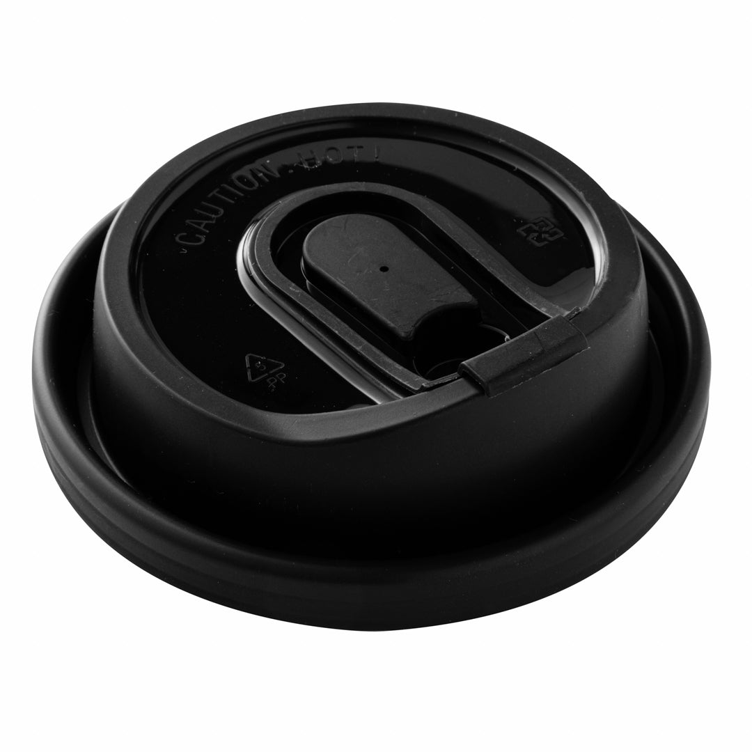 Restpresso Black Plastic Coffee Cup Lid - with Detachable Plug, Fits 8, 12, 16 and 20 oz - 500 count box