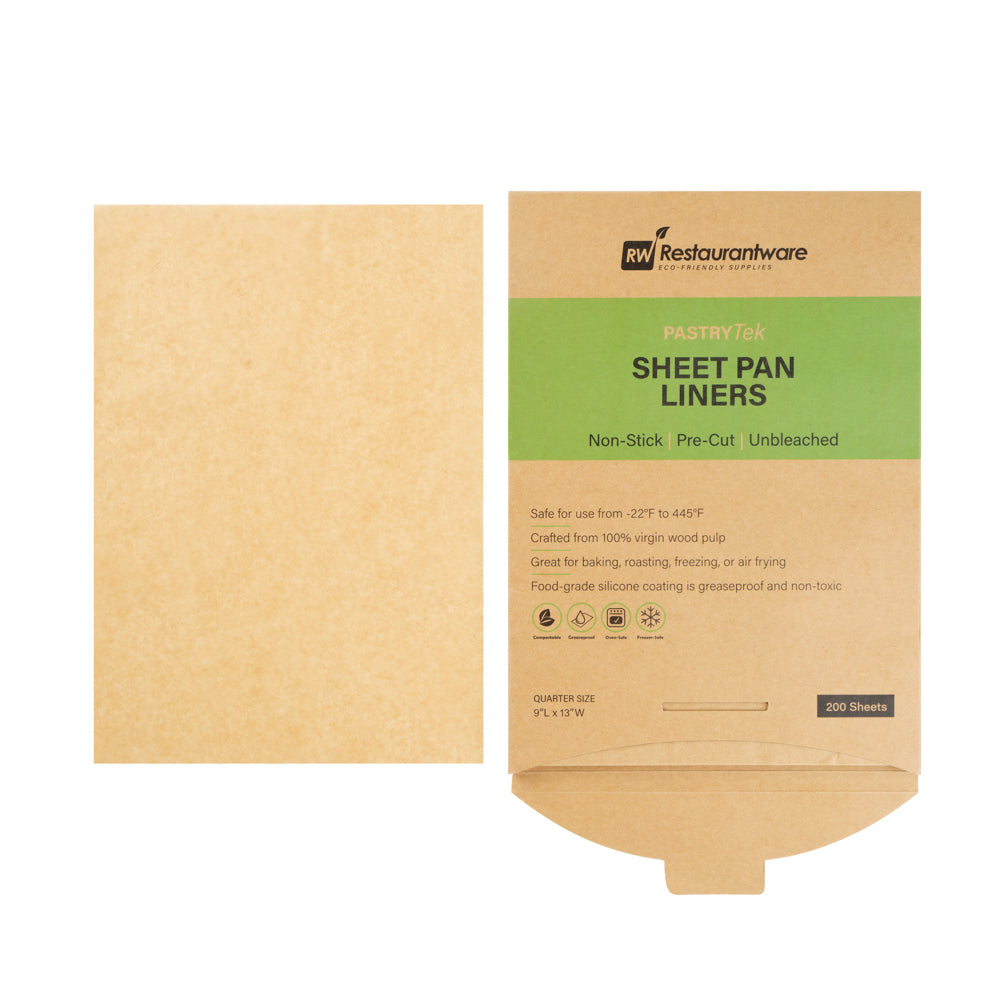 Pastry Tek Unbleached Parchment Paper Quarter Size Sheet Pan Liner - Silicone Coated - 9" x 13" - 1000 count box