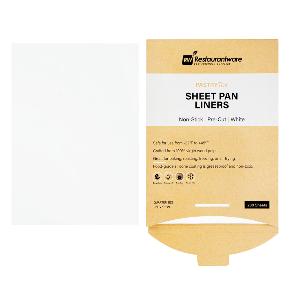 Pastry Tek White Parchment Paper Quarter Size Sheet Pan Liner - Silicone Coated - 9" x 13" - 1000 count box