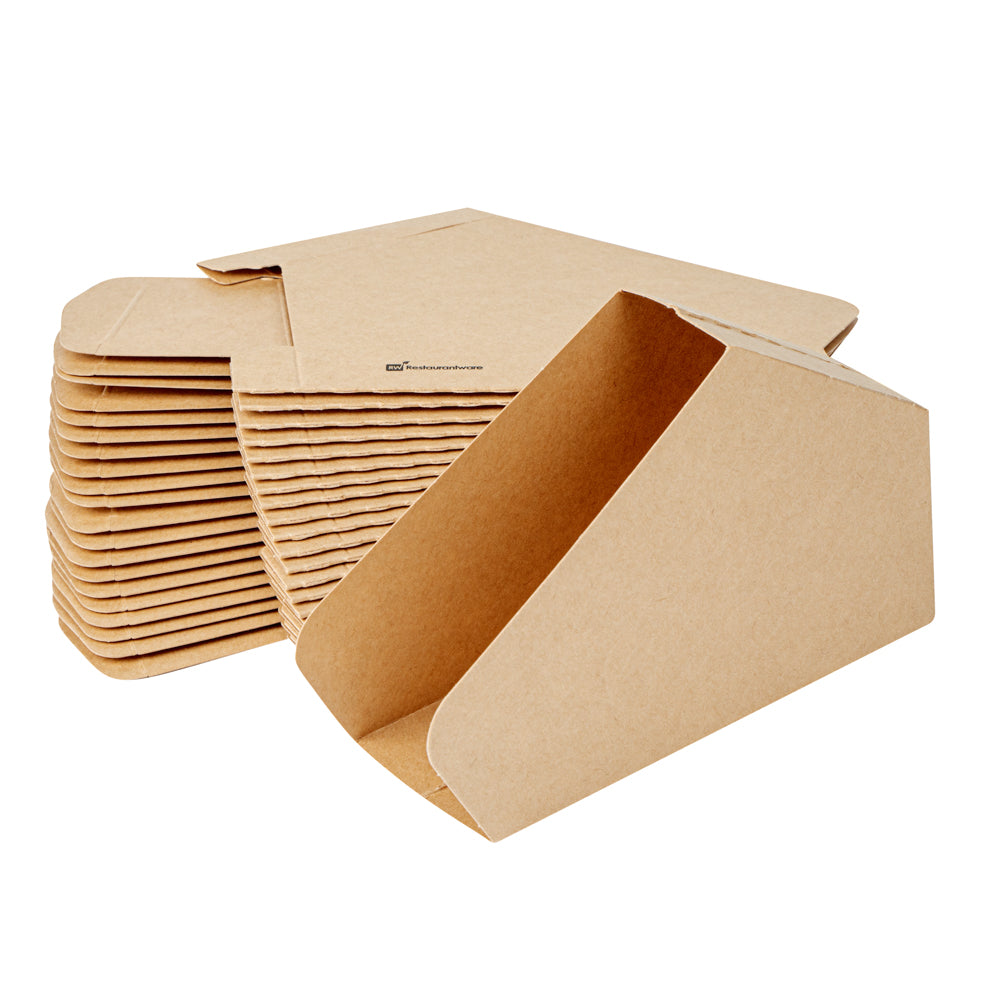 Bio Tek Kraft Paper Large Taco Holder - Greaseproof - 6 1/4" x 2" x 3 3/4" - 200 count box