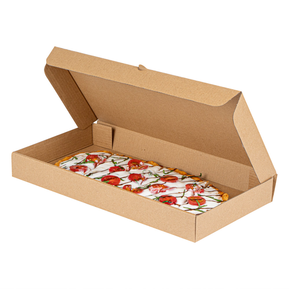 Eco Pie Kraft Paper Corrugated Flatbread Box - 14" x 7" x 1 1/2" - 50 count box