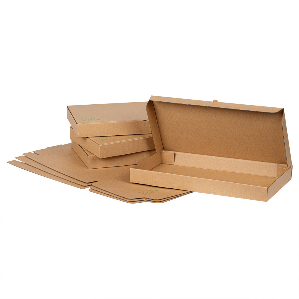 Eco Pie Kraft Paper Corrugated Flatbread Box - 16" x 8" x 1 1/2" - 50 count box