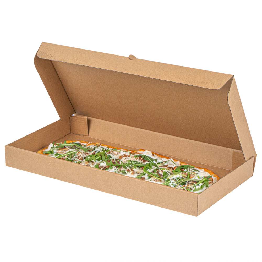 Eco Pie Kraft Paper Corrugated Flatbread Box - 16" x 8" x 1 1/2" - 50 count box