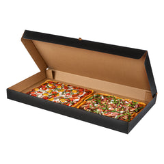 Eco Pie Kraft and Black Paper Corrugated Flatbread Box - 24