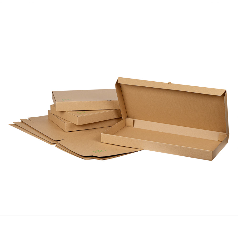 Eco Pie Kraft Paper Corrugated Flatbread Box - 24" x 8" x 2" - 50 count box