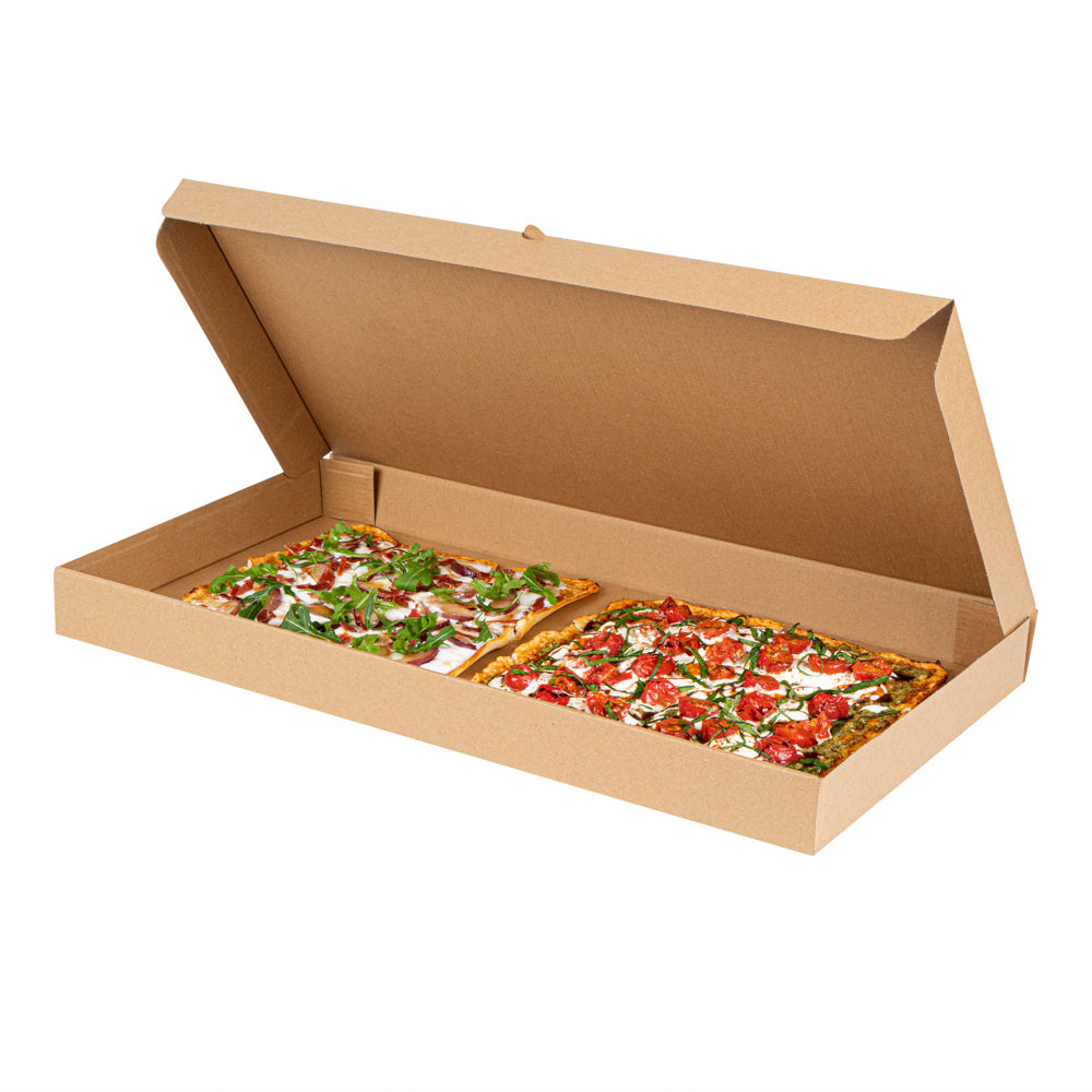 Eco Pie Kraft Paper Corrugated Flatbread Box - 24" x 8" x 2" - 50 count box