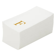 Luxenap Rectangle Gold Letter F White Paper Linen-Feel Guest Towel / Napkin - Air Laid, Sans Serif Font - 15 3/4