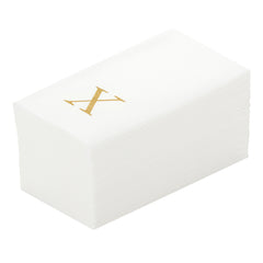 Luxenap Rectangle Gold Letter X White Paper Linen-Feel Guest Towel / Napkin - Air Laid, Sans Serif Font - 15 3/4