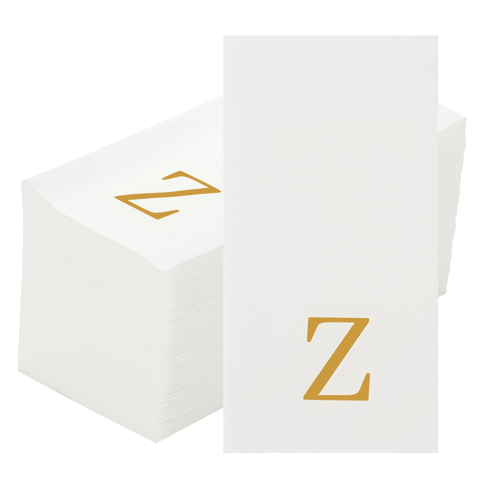 Luxenap Rectangle Gold Letter Z White Paper Linen-Feel Guest Towel / Napkin - Air Laid, Sans Serif Font - 15 3/4" x 8" - 2000 count box