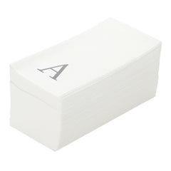 Luxenap Rectangle Silver Letter A White Paper Linen-Feel Guest Towel / Napkin - Air Laid, Sans Serif Font - 15 3/4