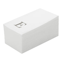 Luxenap Rectangle Silver Letter E White Paper Linen-Feel Guest Towel / Napkin - Air Laid, Sans Serif Font - 15 3/4