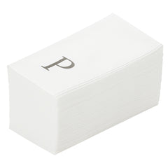 Luxenap Rectangle Silver Letter P White Paper Linen-Feel Guest Towel / Napkin - Air Laid, Sans Serif Font - 15 3/4