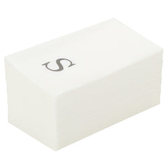 Luxenap Rectangle Silver Letter S White Paper Linen-Feel Guest Towel / Napkin - Air Laid, Sans Serif Font - 15 3/4