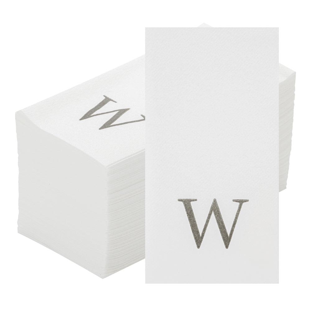 Luxenap Rectangle Silver Letter W White Paper Linen-Feel Guest Towel / Napkin - Air Laid, Sans Serif Font - 15 3/4" x 8" - 2000 count box