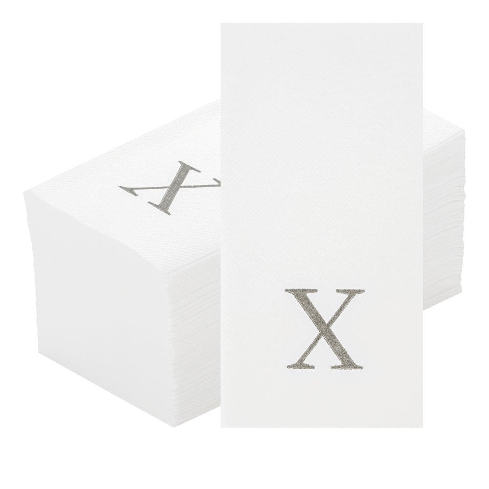 Luxenap Rectangle Silver Letter X White Paper Linen-Feel Guest Towel / Napkin - Air Laid, Sans Serif Font - 15 3/4" x 8" - 2000 count box