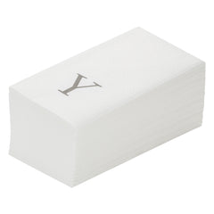 Luxenap Rectangle Silver Letter Y White Paper Linen-Feel Guest Towel / Napkin - Air Laid, Sans Serif Font - 15 3/4