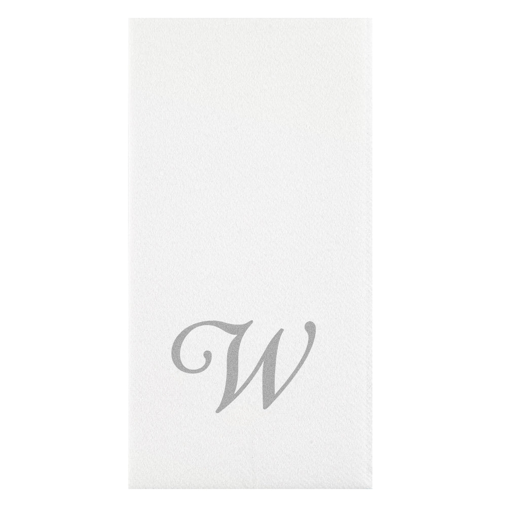 Luxenap Rectangle Silver Letter W White Paper Linen-Feel Guest Towel / Napkin - Air Laid, Cursive Font - 15 3/4" x 8" - 2000 count box