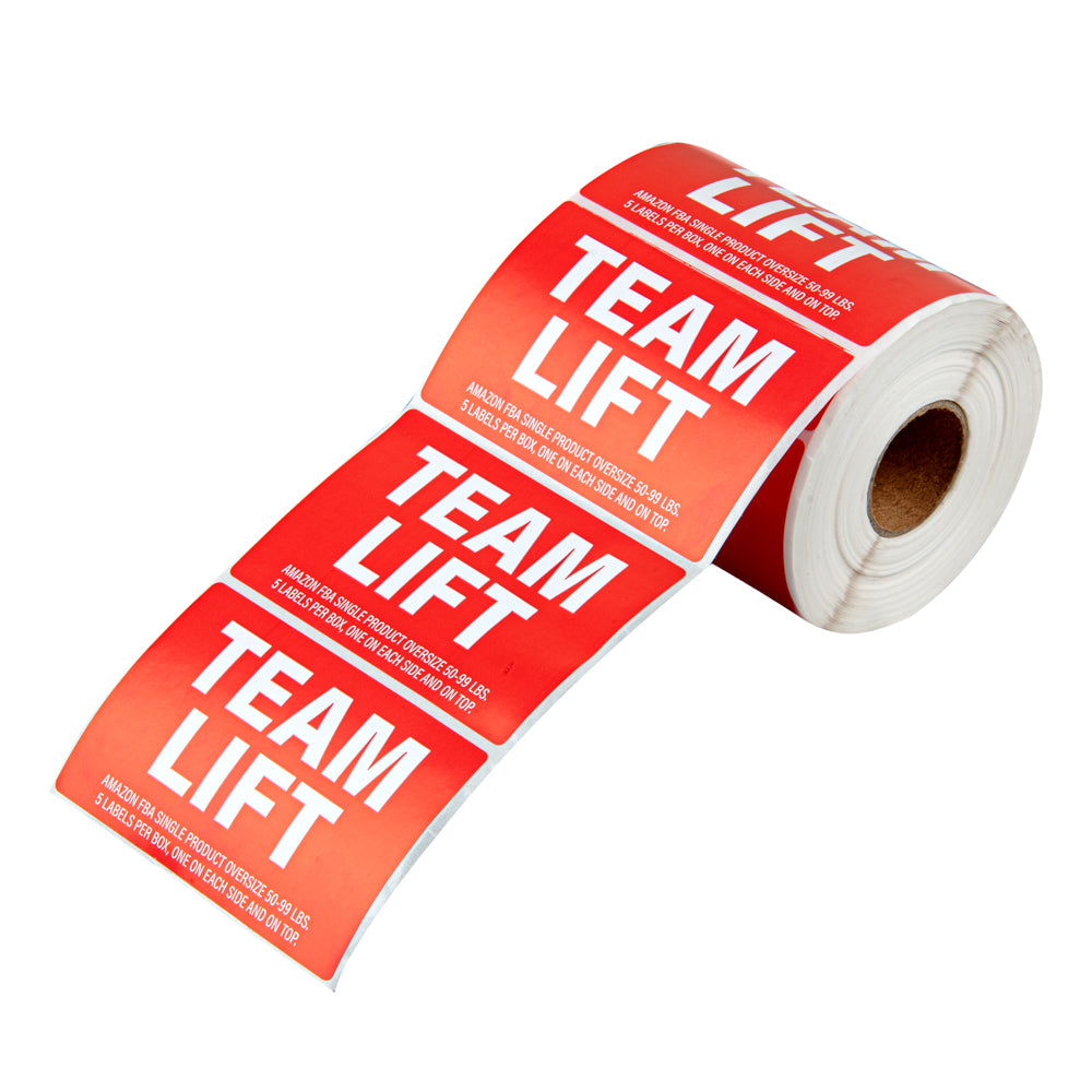 Label Tek Red Paper Team Lift Label - 3" x 2" - 500 count roll