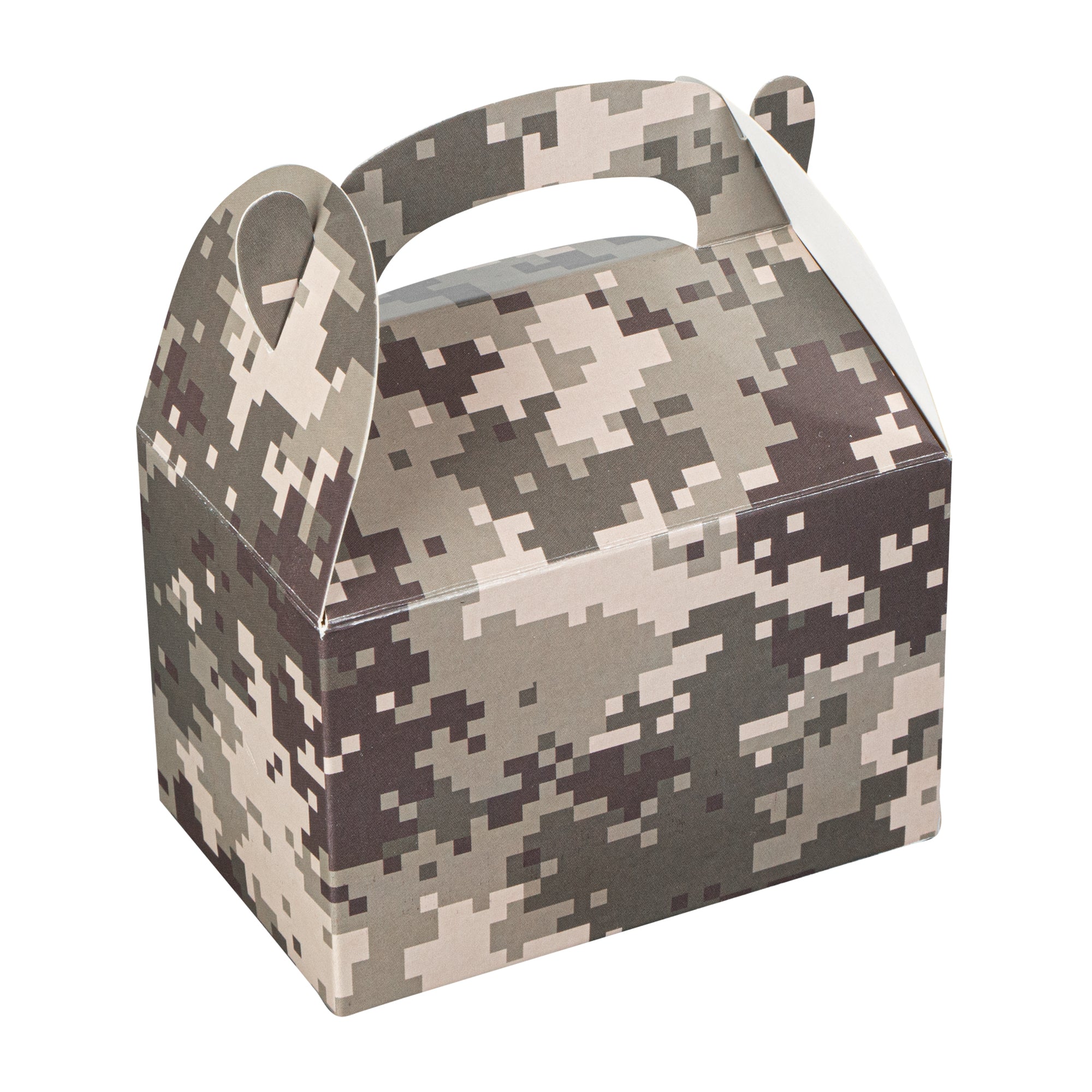 Bio Tek Camouflage Paper Gable Box / Lunch Box - Compostable - 4" x 2 1/2" x 2 1/2" - 100 count box