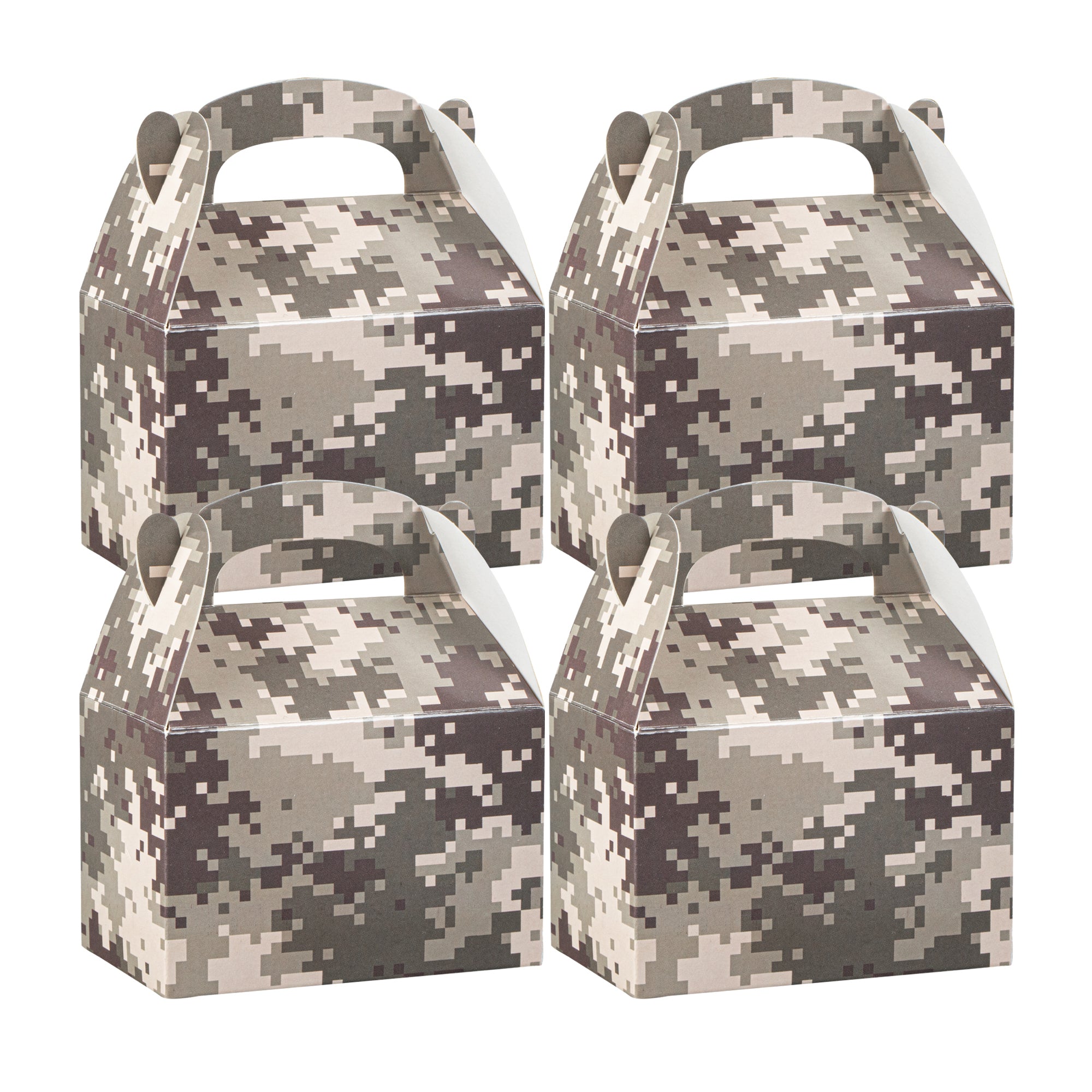 Bio Tek Camouflage Paper Gable Box / Lunch Box - Compostable - 4" x 2 1/2" x 2 1/2" - 100 count box