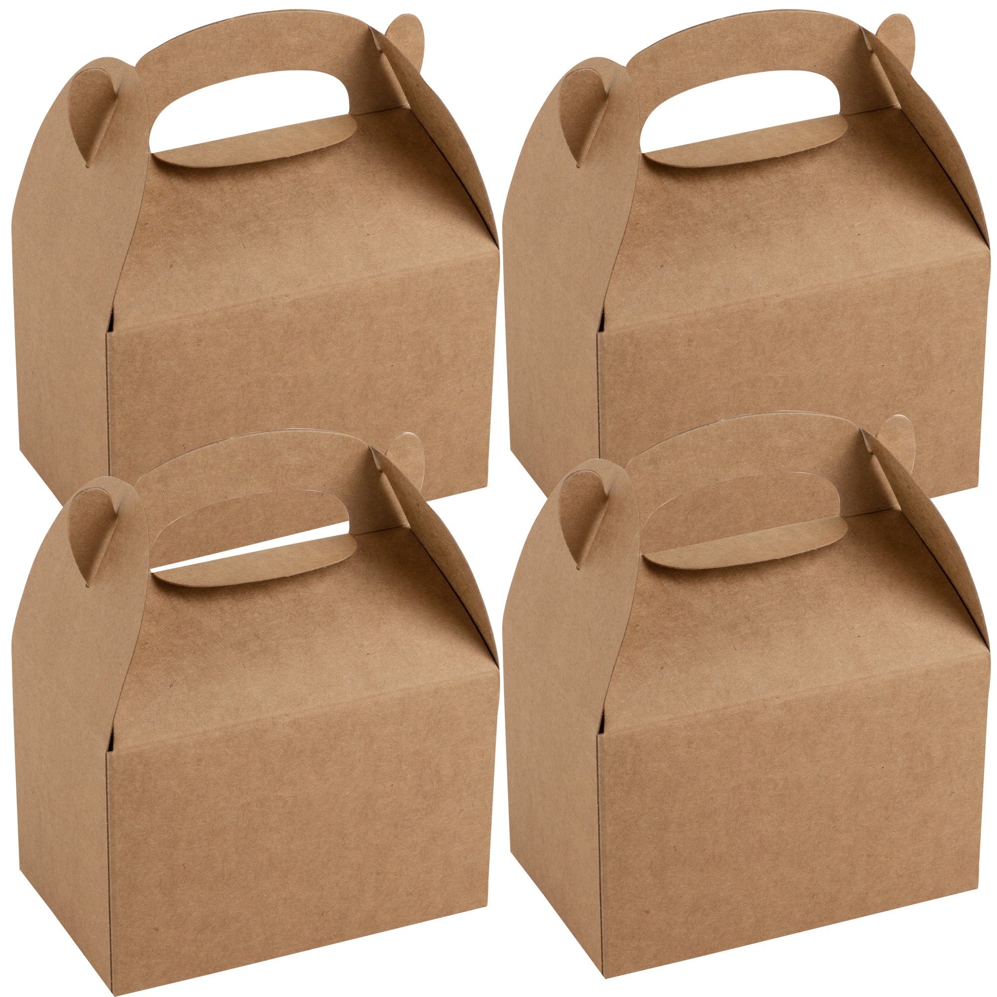 Bio Tek Kraft Paper Gable Box / Lunch Box - Greaseproof - 4" x 2 1/2" x 2 1/2" - 100 count box