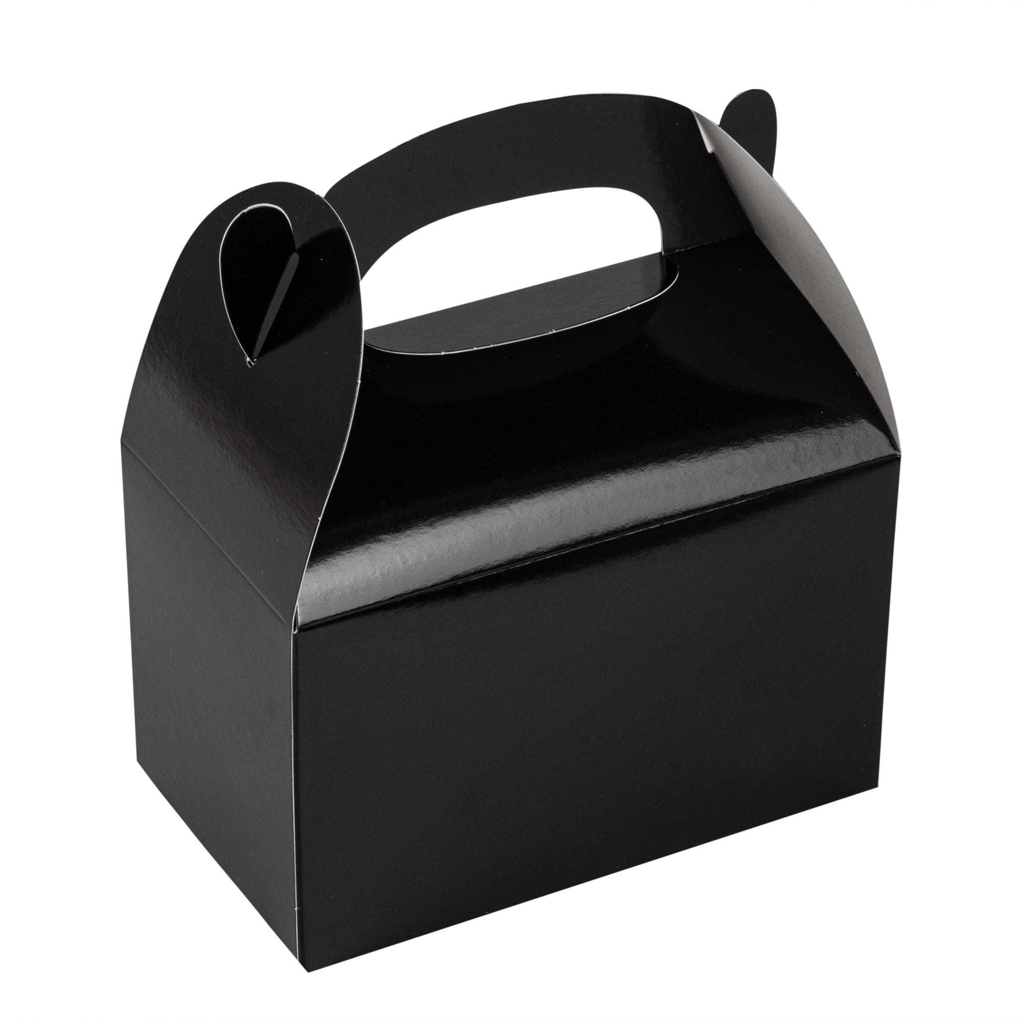 Bio Tek Black Paper Gable Box / Lunch Box - Greaseproof - 6" x 3 1/2" x 3 1/2" - 100 count box