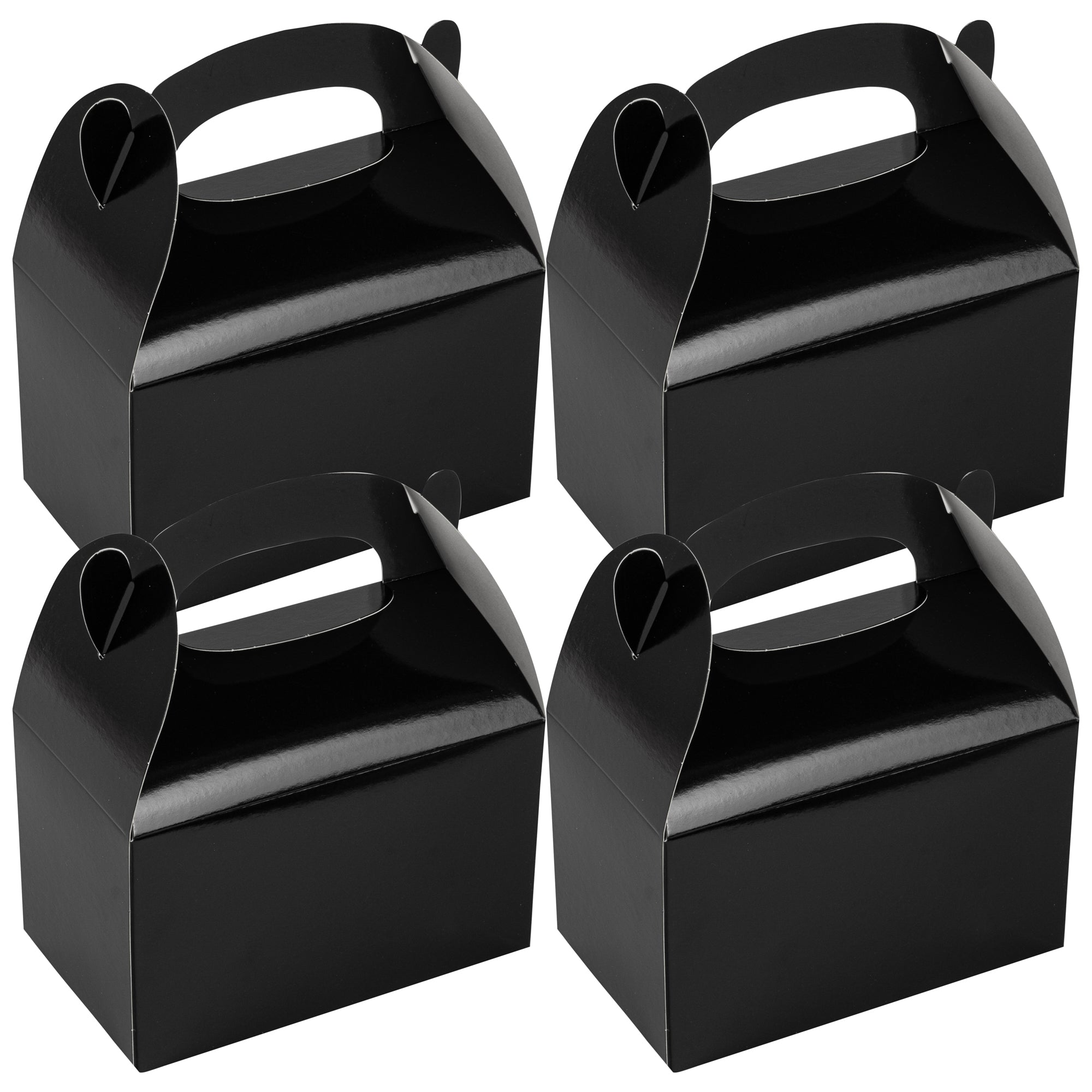 Bio Tek Black Paper Gable Box / Lunch Box - Greaseproof - 6" x 3 1/2" x 3 1/2" - 100 count box