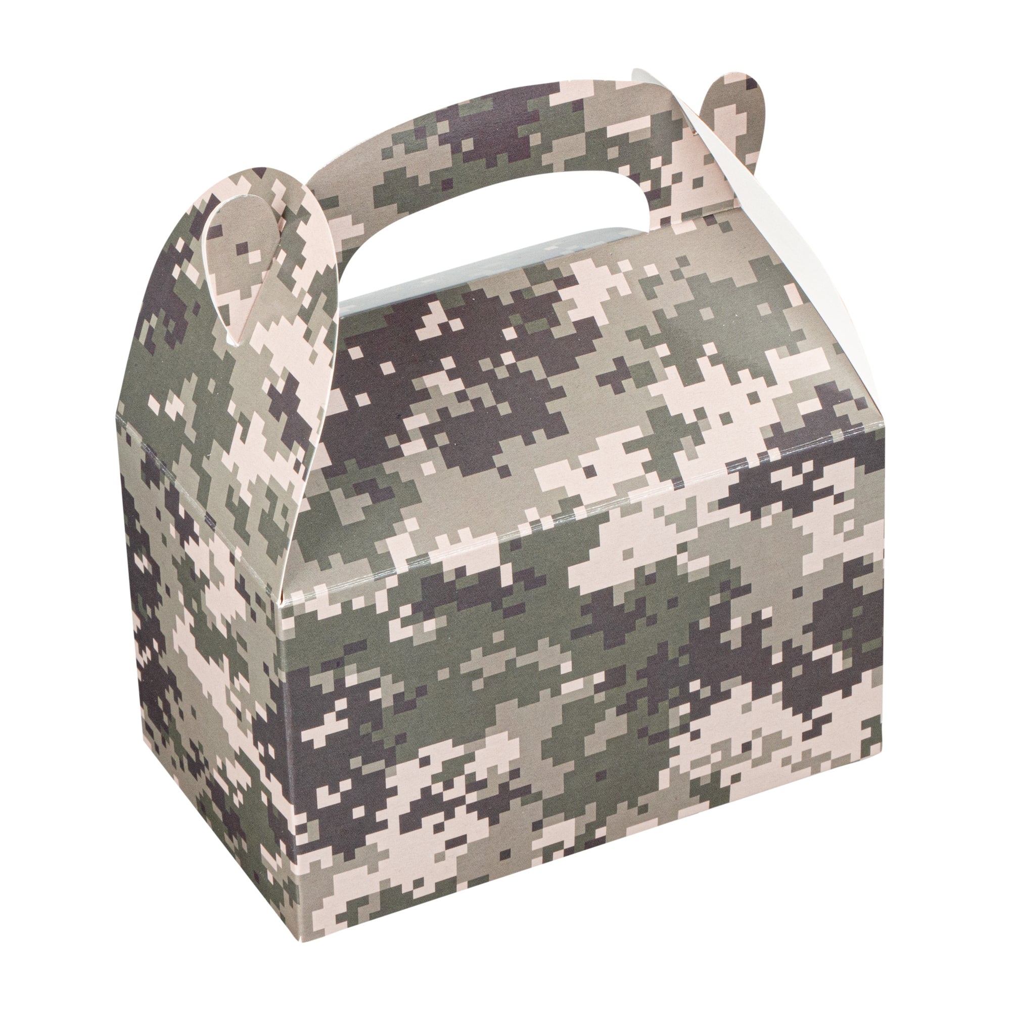 Bio Tek Camouflage Paper Gable Box / Lunch Box - Compostable - 6" x 3 1/2" x 3 1/2" - 100 count box