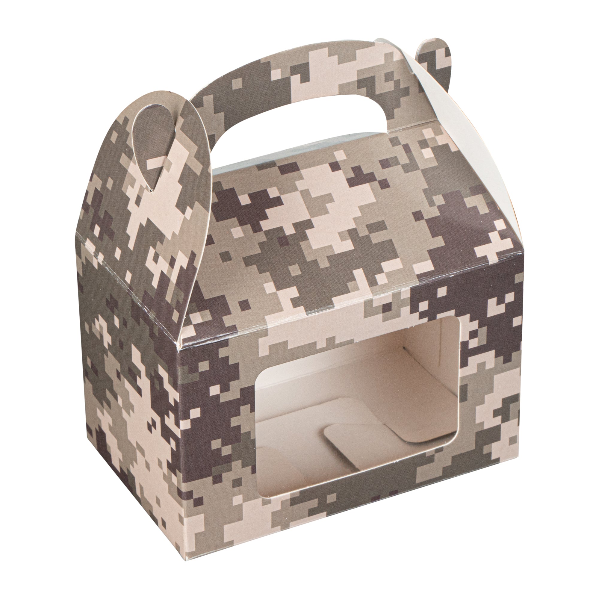 Bio Tek Camouflage Paper Gable Box / Lunch Box - with Window - 4" x 2 1/2" x 2 1/2" - 100 count box