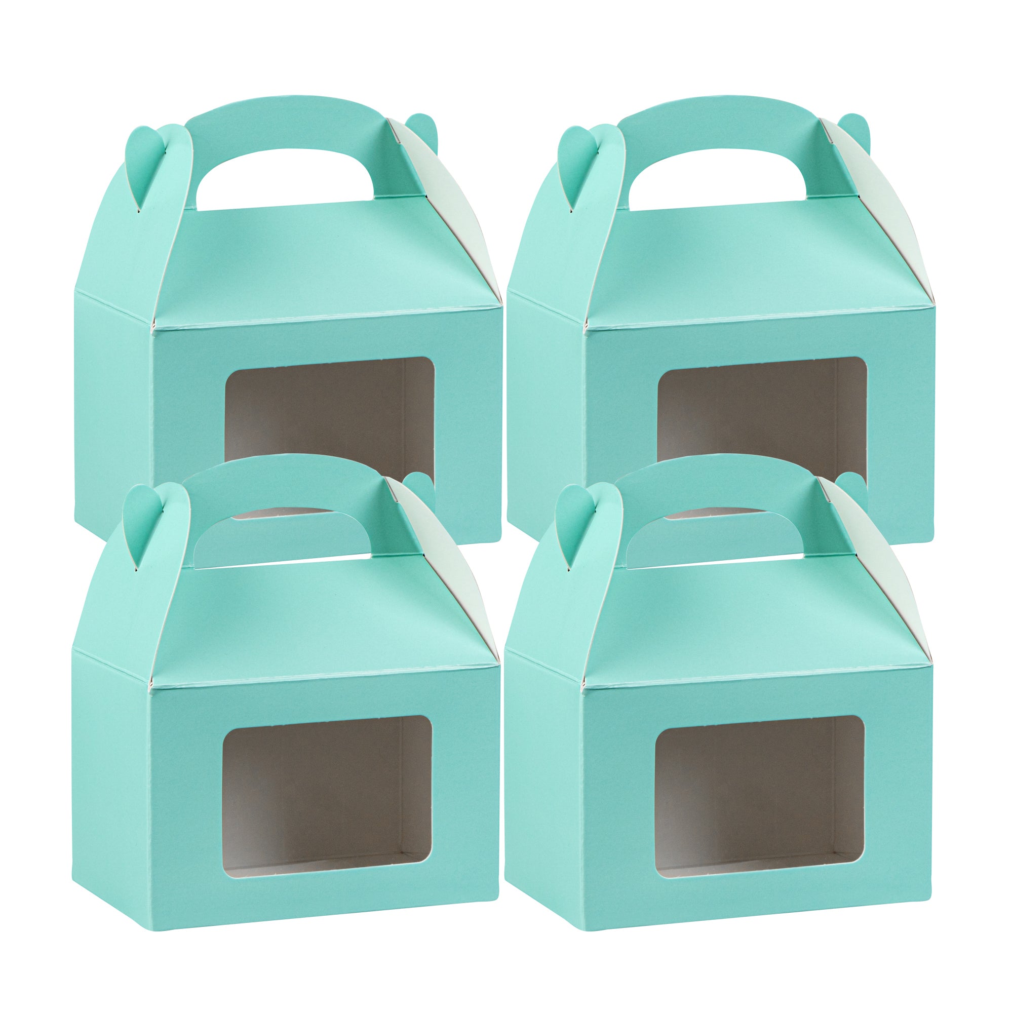 Bio Tek Turquoise Paper Gable Box / Lunch Box - with Window - 4" x 2 1/2" x 2 1/2" - 100 count box