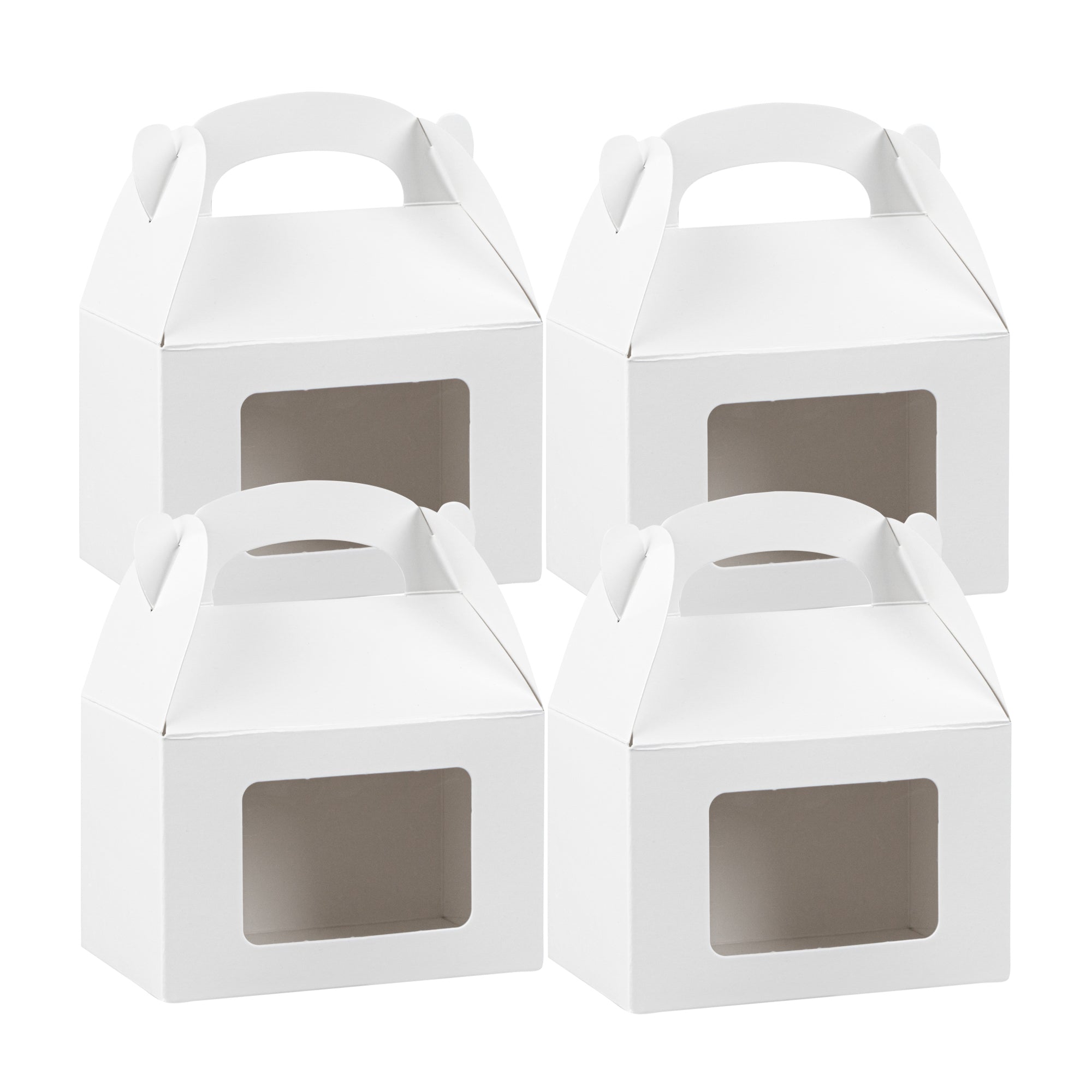 Bio Tek White Paper Gable Box / Lunch Box - Greaseproof, with Window - 4" x 2 1/2" x 2 1/2" - 100 count box