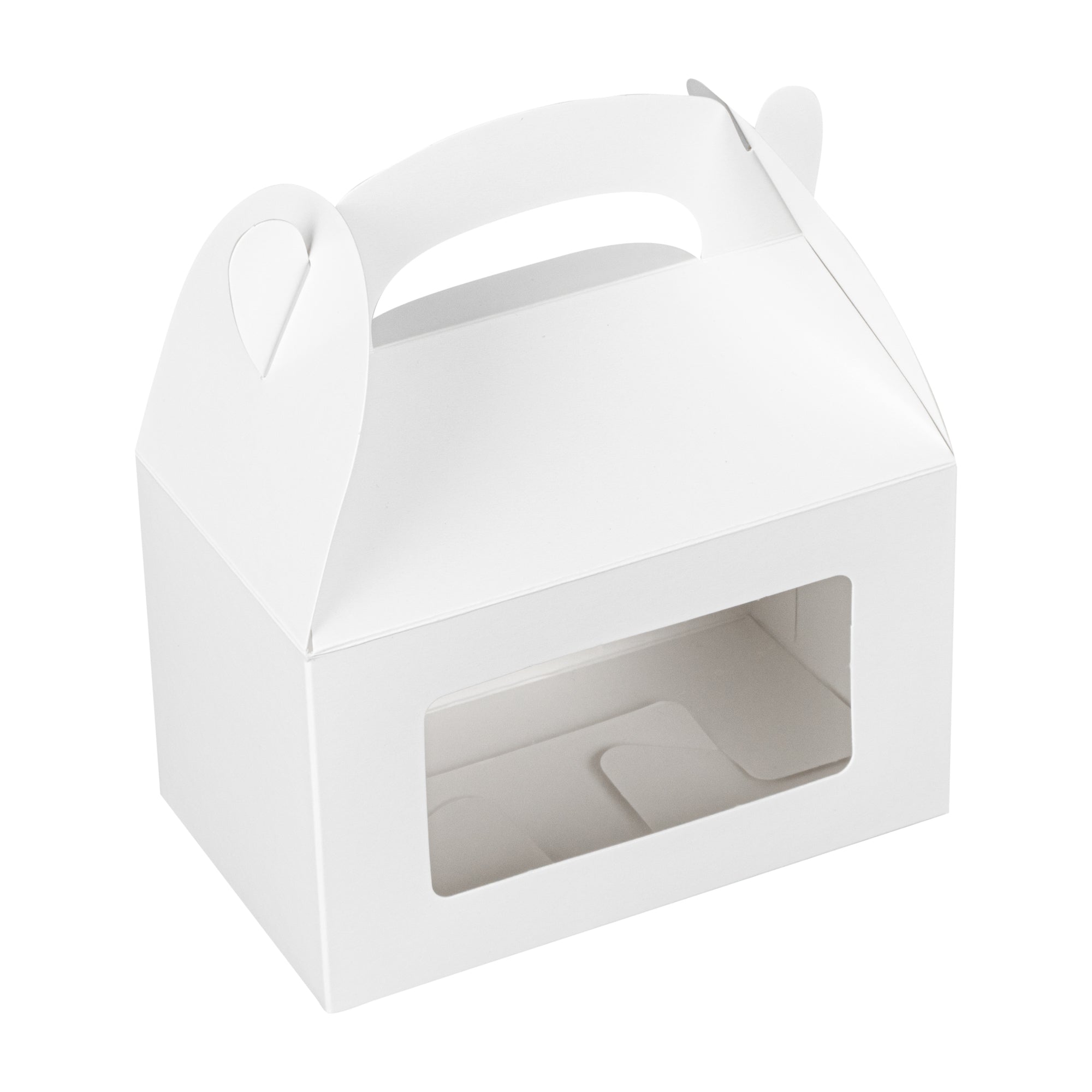 Bio Tek White Paper Gable Box / Lunch Box - Greaseproof, with Window - 6" x 3 1/2" x 3 1/2" - 100 count box