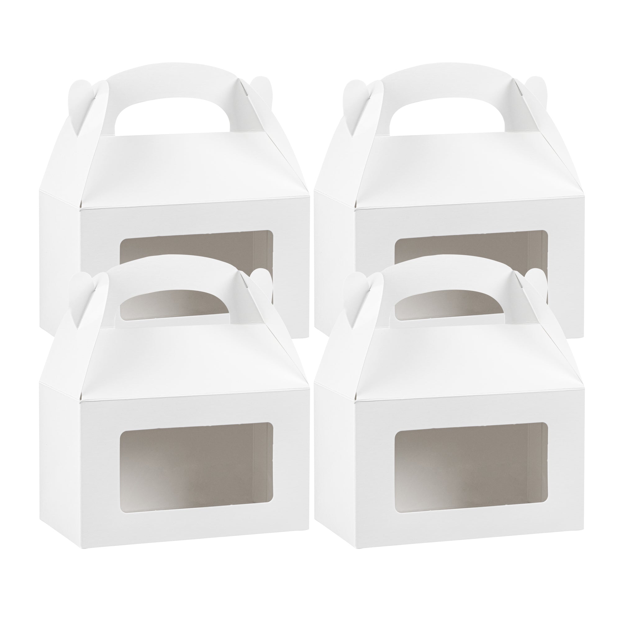 Bio Tek White Paper Gable Box / Lunch Box - Greaseproof, with Window - 6" x 3 1/2" x 3 1/2" - 100 count box