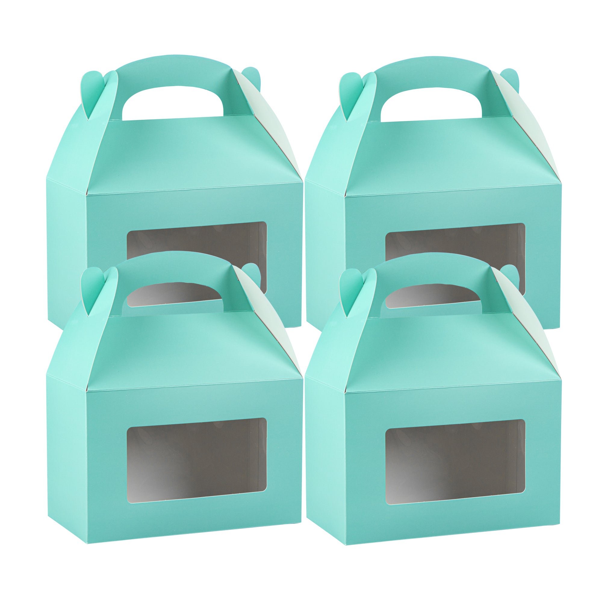 Bio Tek Turquoise Paper Gable Box / Lunch Box - with Window - 8 1/2" x 4 3/4" x 5 1/2" - 100 count box