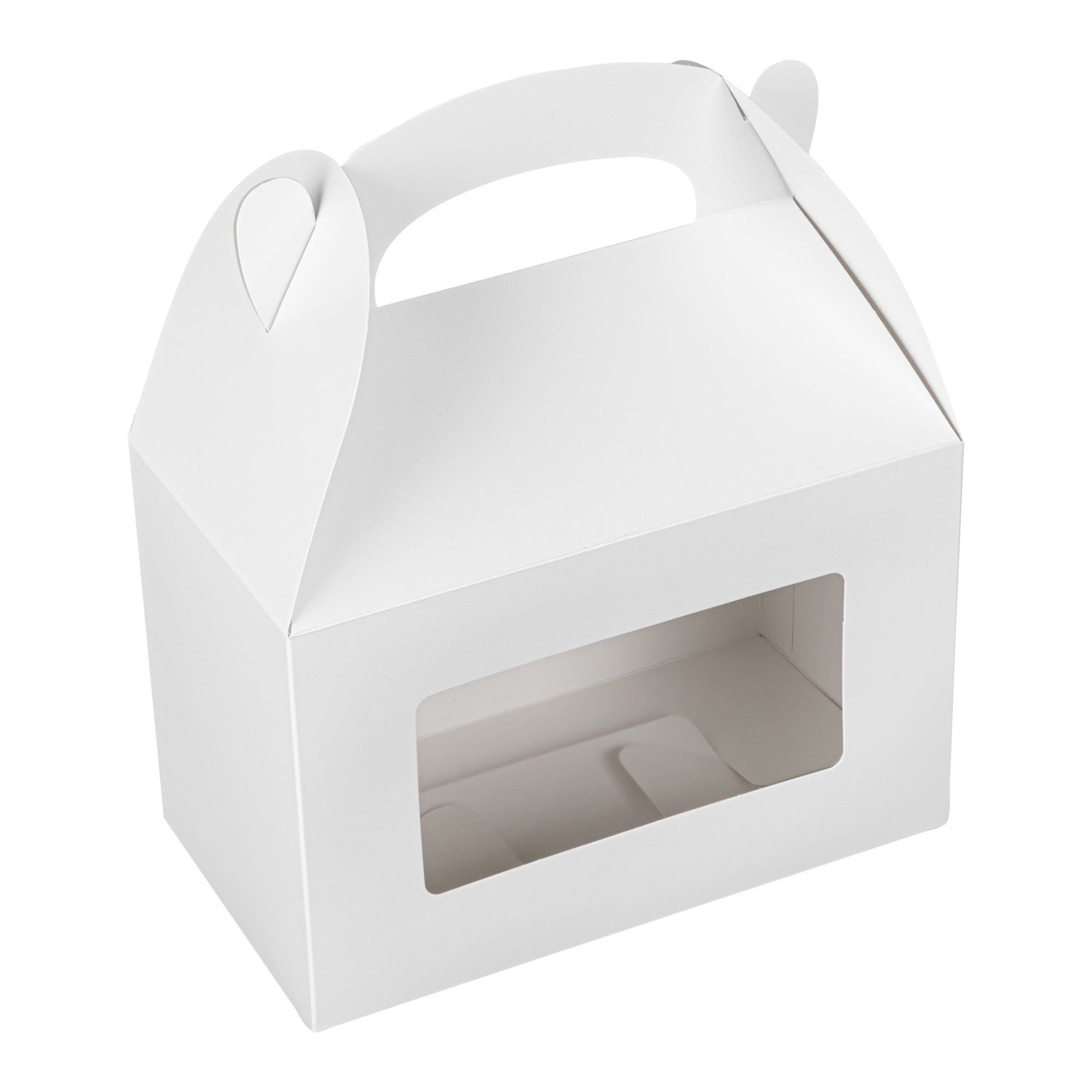 Bio Tek White Paper Gable Box / Lunch Box - Greaseproof, with Window - 8 1/2" x 4 3/4" x 5 1/2" - 100 count box