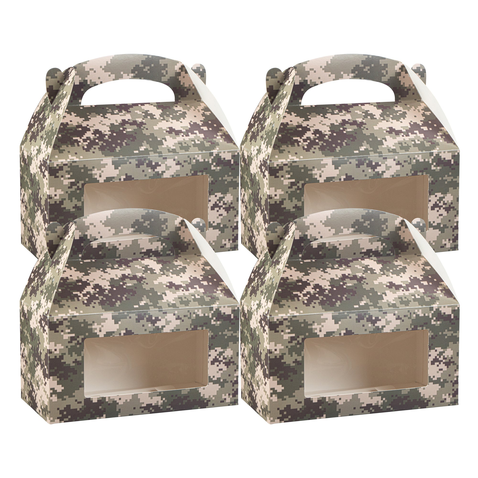 Bio Tek Camouflage Paper Gable Box / Lunch Box - with Window - 9 1/2" x 5" x 5" - 100 count box