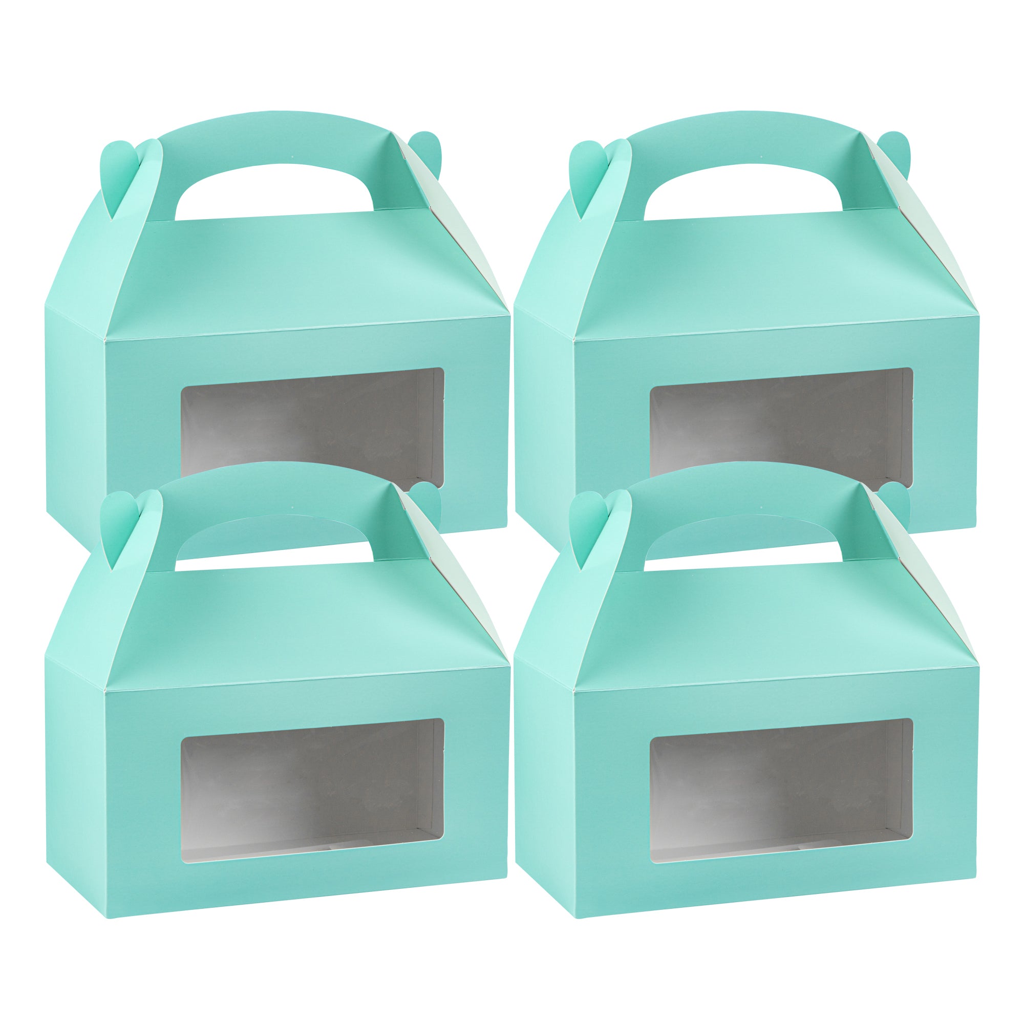 Bio Tek Turquoise Paper Gable Box / Lunch Box - with Window - 9 1/2" x 5" x 5" - 100 count box