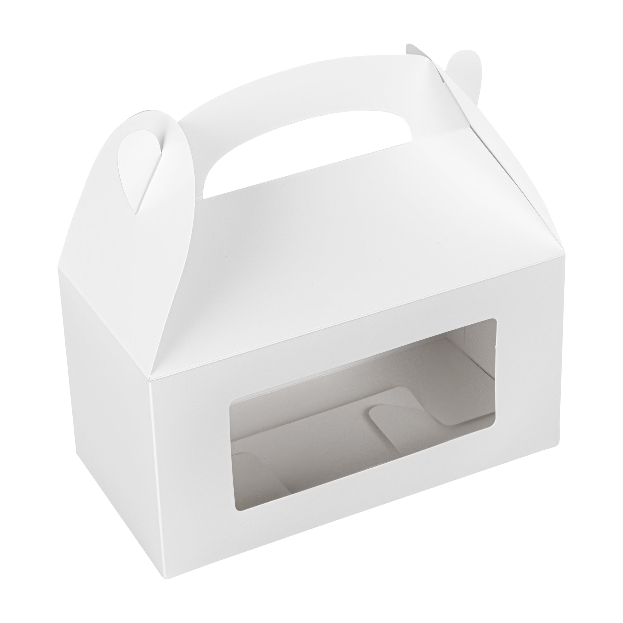 Bio Tek White Paper Gable Box / Lunch Box - Greaseproof, with Window - 9 1/2" x 5" x 5" - 100 count box