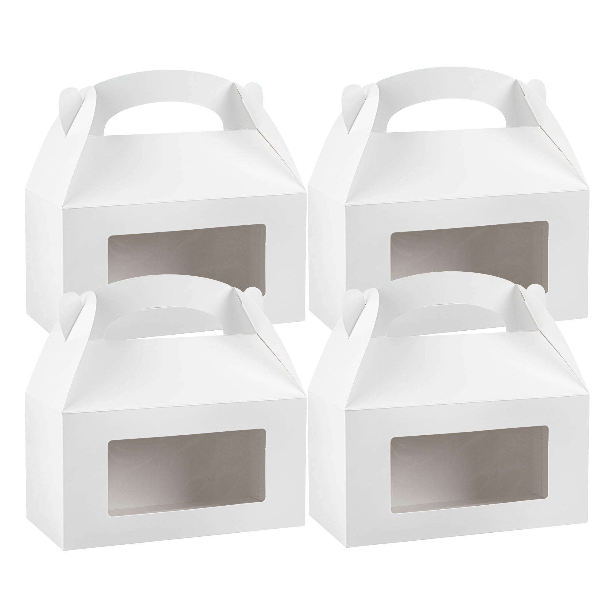 Bio Tek White Paper Gable Box / Lunch Box - Greaseproof, with Window - 9 1/2" x 5" x 5" - 100 count box