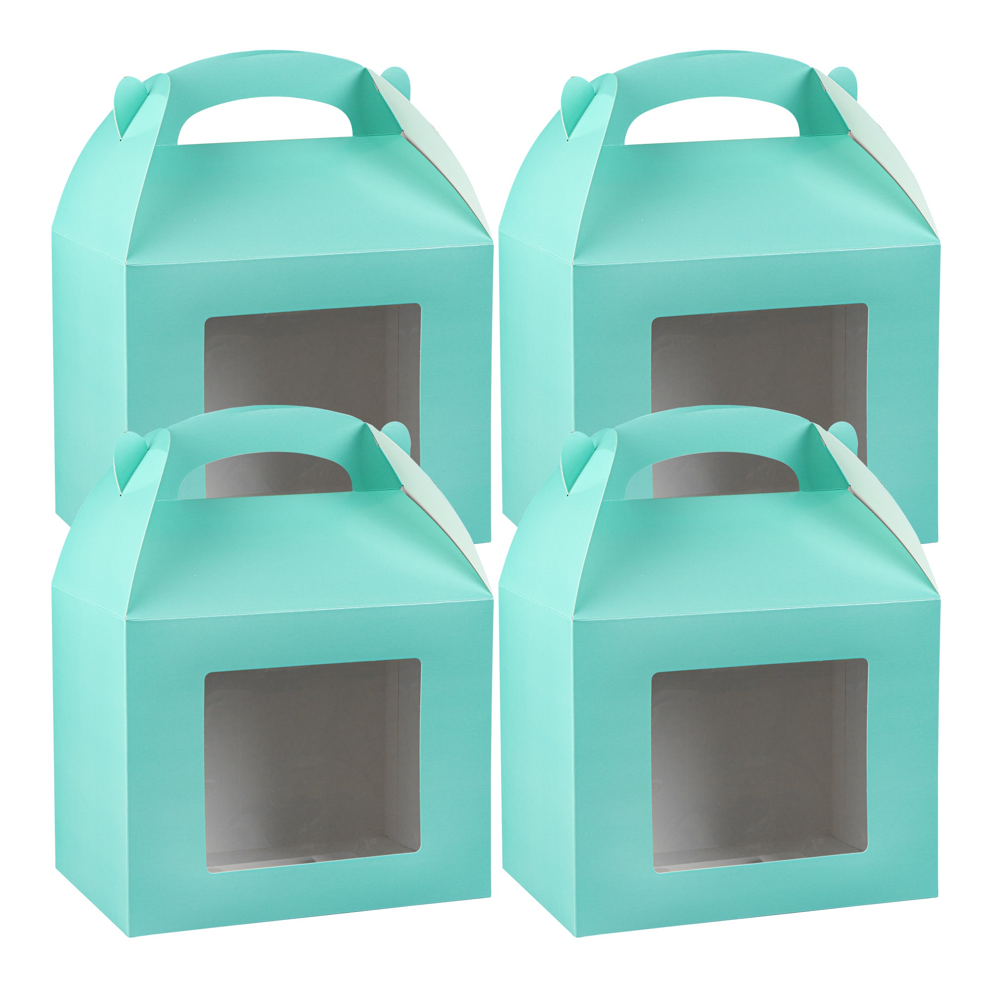 Bio Tek Turquoise Paper Gable Box / Lunch Box - with Window - 10" x 7" x 8" - 100 count box