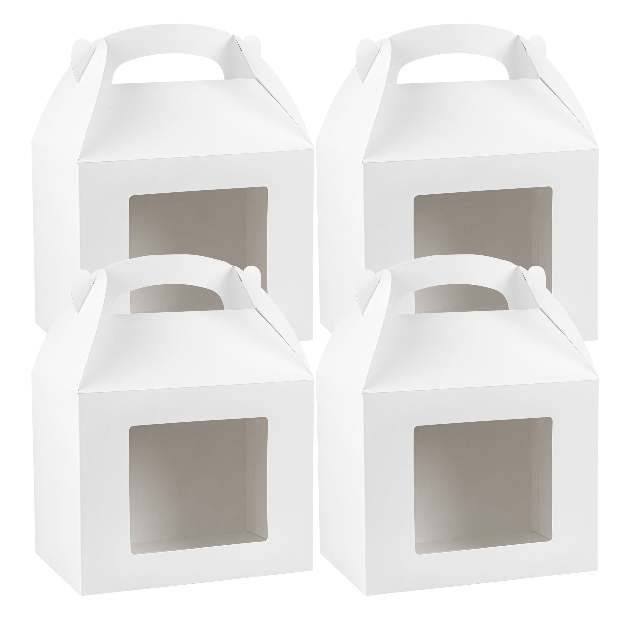 Bio Tek White Paper Gable Box / Lunch Box - Greaseproof, with Window - 10" x 7" x 8" - 100 count box