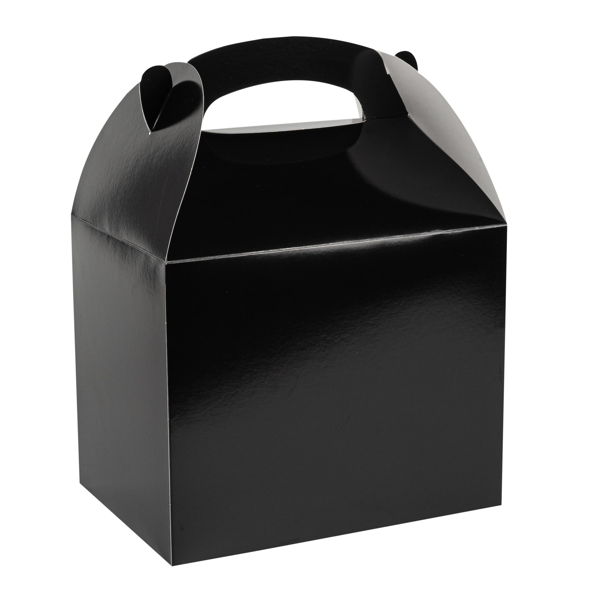 Bio Tek Black Paper Gable Box / Lunch Box - Greaseproof - 10" x 7" x 8" - 100 count box