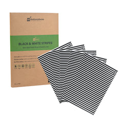 RW Base No PFAS Added Black and White Stripe Paper Food Wrap and Basket Liner - Greaseproof, Compostable - 15