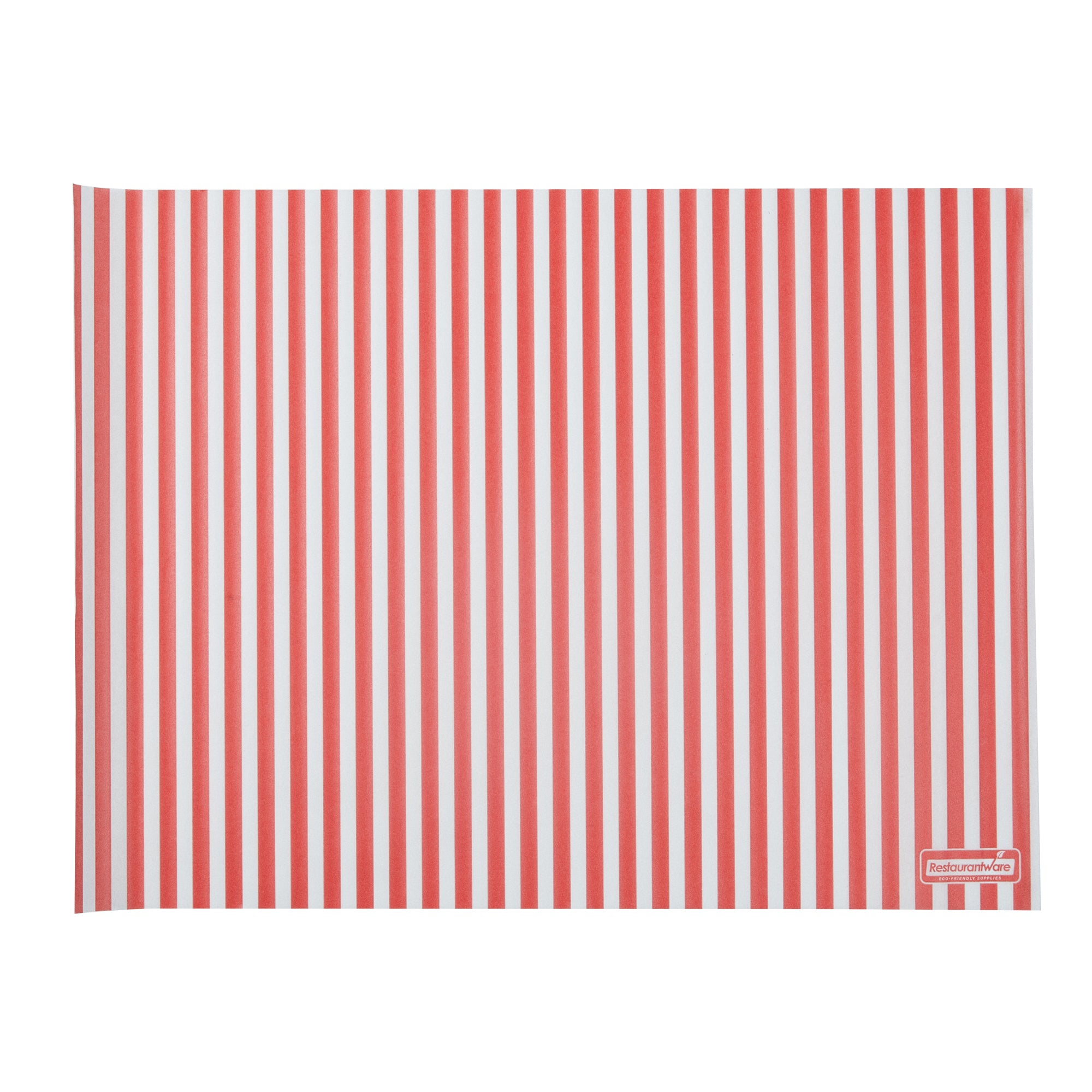 RW Base No PFAS Added Red and White Stripe Paper Food Wrap and Basket Liner - Greaseproof, Compostable - 15" x 11" - 2000 count box